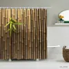 Duş Perdeleri Yeşil Bambu Peyzaj Duş Perdesi Banyo Aksesuarları Panda Sanat Boyama Banyo Perdesi Su Geçirmez Kanca Ev Dekor