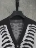 Suéteres para hombre Harajuku retro para hombre con estampado de calavera de manga larga cárdigan suéter con cuello en V abrigo con botones 230715