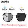 Zonnebril Umanco Square Driver Pochromic Voor Mannen Vrouwen PC Metalen Frame Kleur Veranderen Zonnebril Anti UV400 Trendy Design