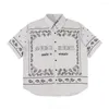 Camicie casual da uomo E BOY American Retro Street West Camicia a maniche corte con fiore di anacardio Maschile Chicano Hip-hop Allentato Y2k Tatoo Top