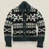 Męskie swetry zimowe długie rękaw jesienne lapy dzianina swobodne luźne kurtki vintage geometryczny wzór Jacquard Sweater Coats