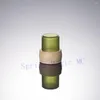 Garrafas de armazenamento 100ml Frasco de loção de vidro verde com tampa de anel de madeira Recipiente cosmético Vazio Pressão Bomba Embalagem