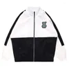 メンズジャケット2023スプリング韓国パッチワークバーシティジャケットメンズベアレター刺繍スポーツルーズビンテージカジュアルウィンドブレイクユニセックスコート