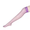 Femmes chaussettes 6 couleurs cuisse haute bas dentelle transparente résille sur le genou Sexy femme discothèque bonneterie rester bas médias