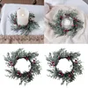 Decorative Flowers Pine Needle Candlestick Wreath Handmade Christmas Candle Holders Artificial Leaves Red Fruits Ring For Home Decor