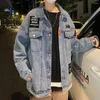 Herrjackor Stylish Jeans Coat Spring Autumn Denim långärmad fickor Koreansk stil singelbröst