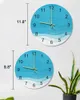 Wall Clocks Blue Gradient Watercolor Luminous Pointer Clock Home Ornaments Round Silent Living Room Bedroom Office Decor