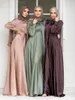 Roupas étnicas Vestidos Mulheres Muçulmanas Dubai Abaya Hijab Cetim Vestido Longo Islam Ramadan Robe Femme Kaftan Ocasião Formal Noite Maxi