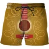 Pantaloncini da uomo Maschile Casual Stampato in 3D Stile estivo Manica corta Strumento musicale Chitarra Modello Serie Costume da bagno divertente ad asciugatura rapida