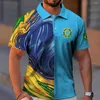 Men's Polos Brazil Man Polo Shirts Summer Lapel Button 3d Printed Oversized Male Clothing Everyday Casual Short Sleeve Tees Top