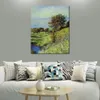 Handmade Artwork on Canvas Cliffs of Varengeville Gust of Wind Claude Monet Painting Countryside Landscapes Office Studio Decor