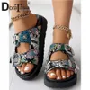 Slippers Brand Ladies Platform Summer Slides Fashion Snake Veins Rivet Buckle Punk Wedges women's Slippers Casual Sandal Woman Shoes 230715