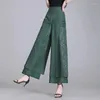 Calça feminina estilo chinês chiffon calças largas