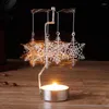 Portacandele rotanti in metallo leggero fiocco di neve stella fiore candeliere forniture per decorazioni da scrivania per feste di nozze di Natale