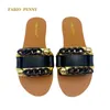 Slippers Fabio Penny Summer Style Slippers Женская плоская туфли Fine Diamond Bugle Slippers L230717