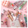 10pcs/lot karikatür 10 renkli tükenme kalemleri sevimli ayı inek çok renkli kalem kawaii çocuk okul kırtasiye ofis malzemeleri hediyeler
