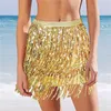 Skirts Women Sequined Fringe Skirt Glitters Elastic Waist Miniskirt Mini Skirt for Dance Rave Party Black/Silver/Gold/Red 230717