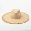 Wide Brim Hats X314 Hand-woven Double-layered Raffia Jazz Hat Outdoor Sunshade Beach Adult Straw Panama Lady Cap