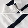 Men's Sweaters High Quality Cotton Knit Woollen Sweater Pullover Stand Collar Half Zipper Jacket Autumn Winter Stripe