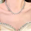 Chains 2023 Zircon Women's 18k Plating Sparkling Star River Snow Shadow Flowing Light Necklace