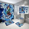 Shower Curtains Anime Shower Curtain Demon Slayer 3D Print Bath Set Kimetsu Nezuko Shinobu Screen Cover Curtain for Kids