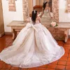 Ivoire scintillant robes de Quinceanera luxe cristal Applique à manches longues hors épaule fête d'anniversaire robe de bal Vestidos de 15 anos