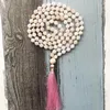 Hanger Kettingen 108 Steen Roze Aventurijn Mala Ketting 8mm Kralen Handgeknoopte Collier Femme Boho Kwastje Sieraden Voor Vrouwen meisje