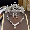 Wedding Jewelry Sets Tiara Necklace Earrings Simulated Pearl Hair Bridal Birthday Party Accessories Fashion Crown Women Gifts 230717