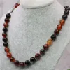 Catene Religioso Stile vintage Pietra naturale Marrone Sogno Agate Perline rotonde 8/10 / 12mm Collana di gioielli da donna Catena regalo 18 pollici Y768