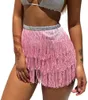 Jupes Femmes Sequin Tassel Tutu Jupe Rave Fringe Danse Du Ventre Hanche Écharpe Wrap Jupe Club Mini Jupe Sexy Club Party Vêtements 230717