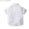 Set di abbigliamento Vestito da festa estivo per ragazzi Camicia a maniche corte in cotone + cintura Manica corta Set da 2 pezzi Set di abbigliamento da uomo per ragazzi per bambini Z230717