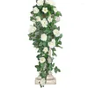 Decorative Flowers Rose Wreath PP Material Artificial Silk Garland Vine Fake Vines Rattan Realistic Attractive Front Door Decoration