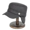 Ball Caps Wholesale Spring And Winter Flat Top Baseball Cap Sports Trucker Hats With Ear Muff