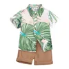 Kids Boys Summer Clothes Set Toddler Gentleman Floral Shirt Tops Shorts Outfits 2Pcs Children Boy Beach Clothing Sets