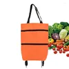 Storage Bags Shopping Bag With Wheels Foldable Oxford Cloth Cart Portable Large Capacity Two-Stage Zipper Grocery For