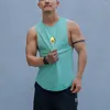 Herrtankstoppar nr03 sommarmän väst gym avokado topp fitness ärmlös skjorta manlig träning sport andas tröja tåg