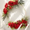 Flores decorativas guirlandas de peônia para porta da varanda artificial guirlanda vintage eucalipto planta pendurada arco de casamento janela externa