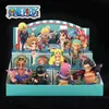 Аниме манга 12pcs/set One Piece Mystery Box 6 SET PVC Аниме фигура Санджи Зоро Айс Луффи Мини Модельная кукла Сюрприз Слух Блок Детские Подарки L230717