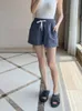 Pantalones cortos de mujer 2023 verano algodón y lino sueltos con cordones rata gris paja de trigo mujeres de alta calidad