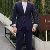 Men's Suits Two Piece Suit For Men 2023 Slim Fit Casual Fashion Summer Thin Breathable Linen Fabric Elegant Male Man Full Mens