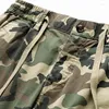 Heren Shorts Camouflage Cargo Mannen Zomer Stretch Pocket Katoen Trekkoord Halve Broek Rechte Mannelijke Losse Werk Bermuda Kort