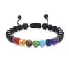 Edelstein-Perlen-Armband, Lava-Tigerauge, 7 Chakra-Armband für Männer und Frauen, Meditation, handgefertigter, verstellbarer Schmuck