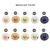 Breda brimhattar Anpassade broderi Textnamn Logo Sun Hat For Women's Summer White Pompon Straw Beach Female Sunshade Caps