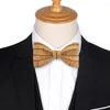 Bow Ties Cork Wood Tie för män Kvinnor Fashion Wood Handgjorda randiga bowtie bröllopsfest tillbehör nacke