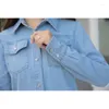 Frauen Blusen Lange Ärmel Jeans Shirts Frauen Oberbekleidung 2023 Frühling Herbst Koreanische Dünne Student Weibliche Casual Denim Jacke Outwear