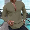 Camicia da uomo Camicia di lino Camicia casual Camicia estiva Camicia da spiaggia Camicia serafino Nero Bianco Rosa Manica lunga Tinta unita Henley Primavera Estate Casual Abbigliamento quotidiano Abbigliamento