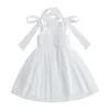 Robes fille enfants filles robe couleur unie sans manches cravate bandoulière couches Tulle Cami été vêtements décontractés princesse