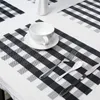Bordslöpare mattor placemat uppsättning av 8 icke-halkt tvättbara platsvärmebeständiga kökstabletter för matsal (svartvitt)