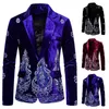 Men's Jackets Luxury Business Embroidery Velvet Suit Jacket Men Plus Size Embroidered Dress Top Blazer Male Stage Performance Clothing