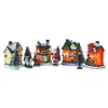 Decorações de Natal Aldeia Conjunto Decore Papai Noel Resin Villa Ornaments 10 Pcs Luminous Snow House Gifts Tree Home Decoration257v